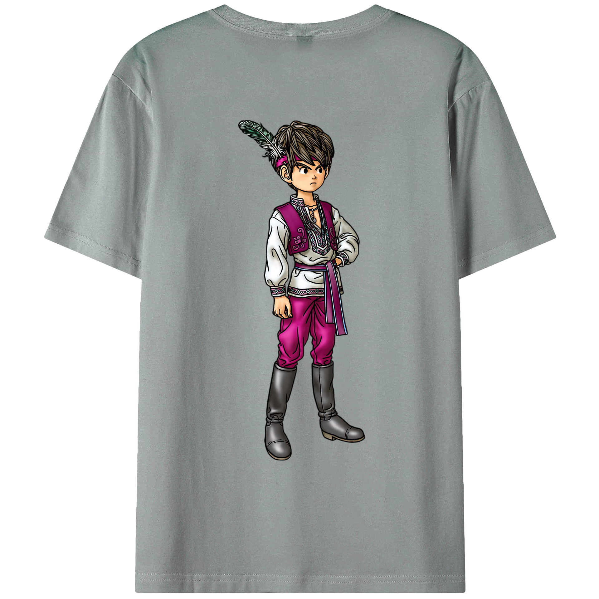 （画像用） ドラゴンクエスト Doragon Kuesuto Dragon Quest 綿100％ メンズ半袖Tシャツ（バックプリント） 通気性